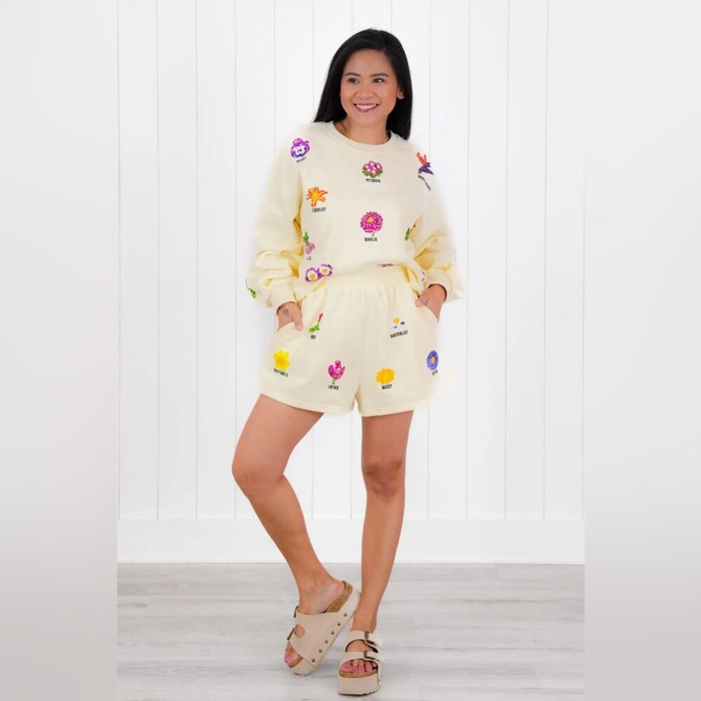 QUEEN OF SPARKLES Floral Embellished Cream Sweater - Picture 2 of 16